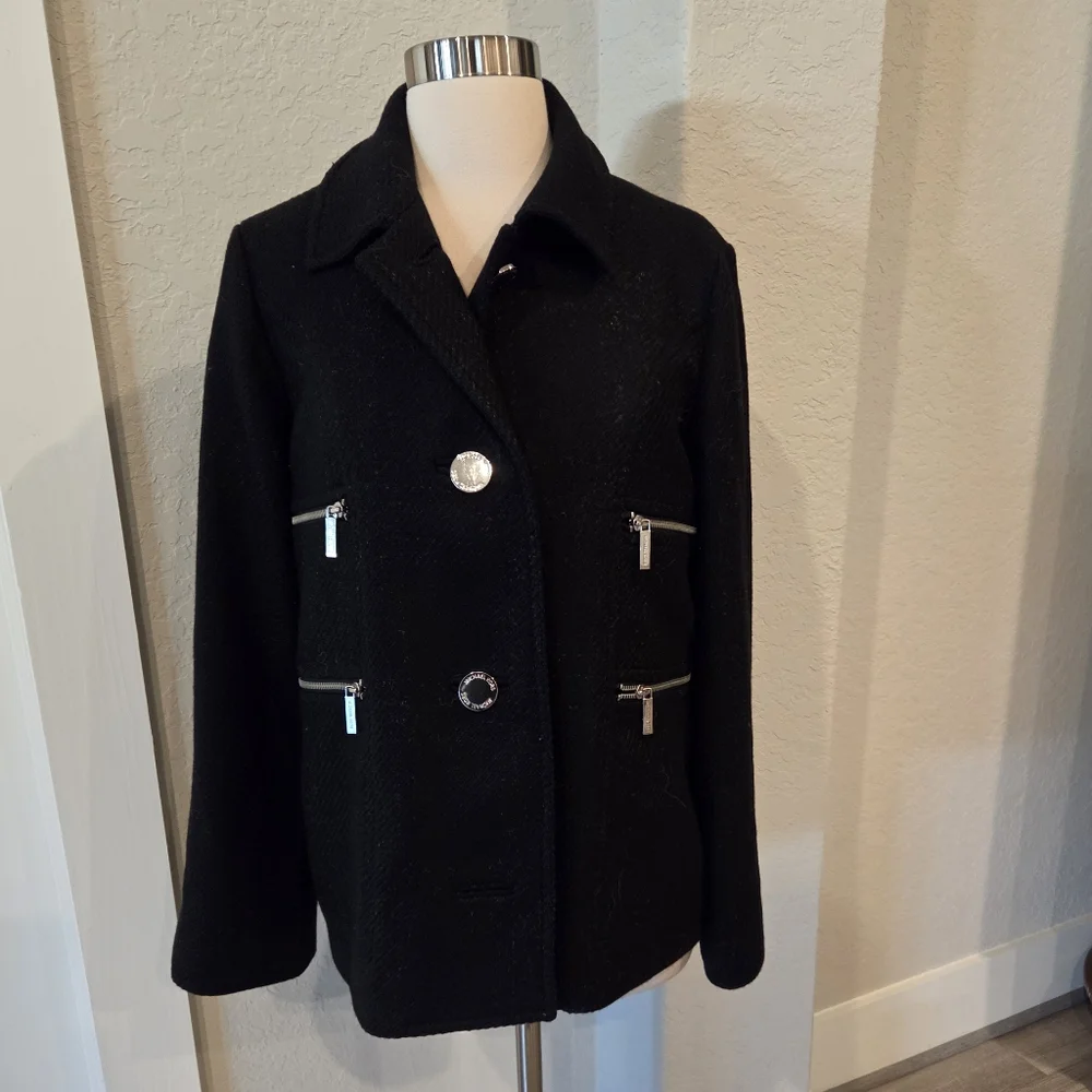 MICHAEL KORS WOMEN'S BLACK PEA COAT SIZE MEDIUM